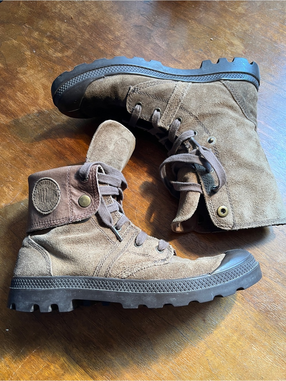 Men's Palladium Boots - Foldable Lace-up Green/Brown